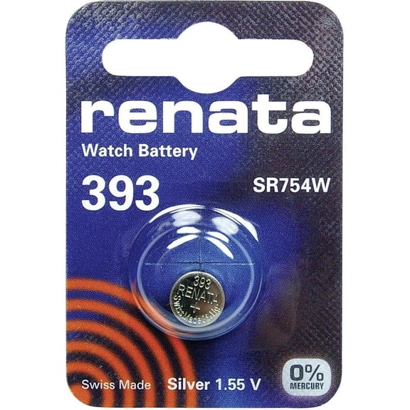 10 Renata 393 SR754W 1.55 Volt Silver Oxide Cell Watch 0%Mercury Batteries (Box)