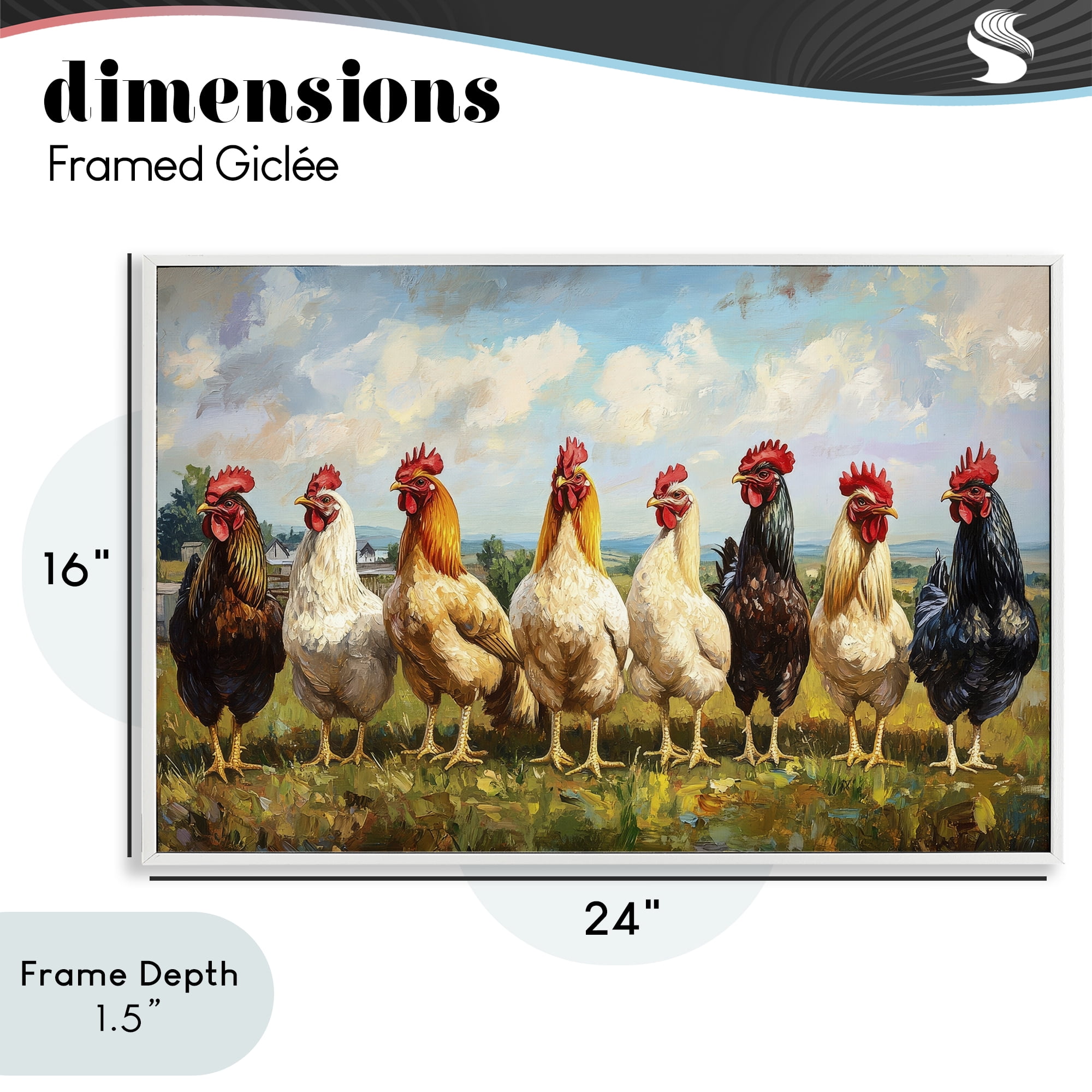 Stupell Industries Chicken Brood on Horizon White Framed Giclee Art, design by Petal Prints Design