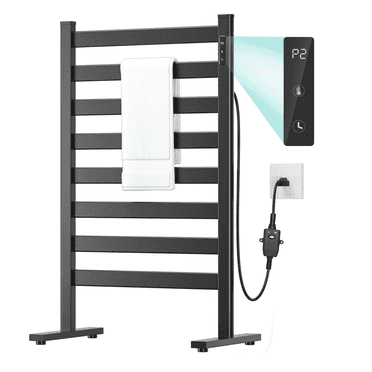 Costway 100W Electric Towel Warmer & Drying Rack – Freestanding Or Wall Mount, White