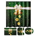 thumbnail image 4 of 4Pcs Green Christmas Bells Printing Bathroom Shower Curtain Set Toilet Cover Mat Bathroom Non-Slip Mat Rug Kit Home Hotel Bath Accessories, 4 of 7