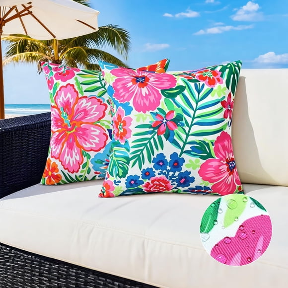 Fundas de Almohada QoBexim Tropical Floral 45x45 cm Impermeables Juego de 2