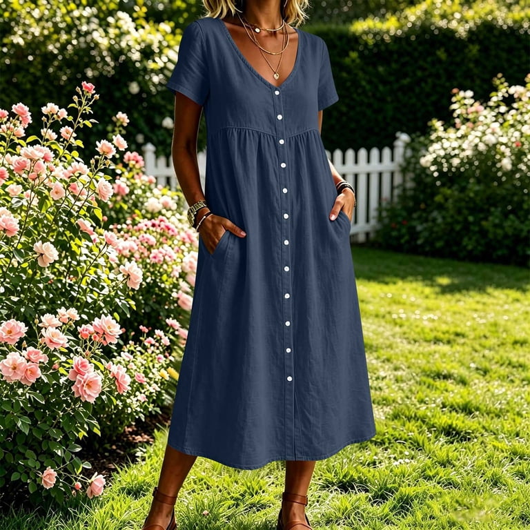 womens midi dresses casual R.Vivimos Summer V Neck Floral Print Boho Dress, Aqua Blue, S Color:Soft Pink go silhouette that works 2024 SORORITY SHOP Midi Dresses Modest Casual