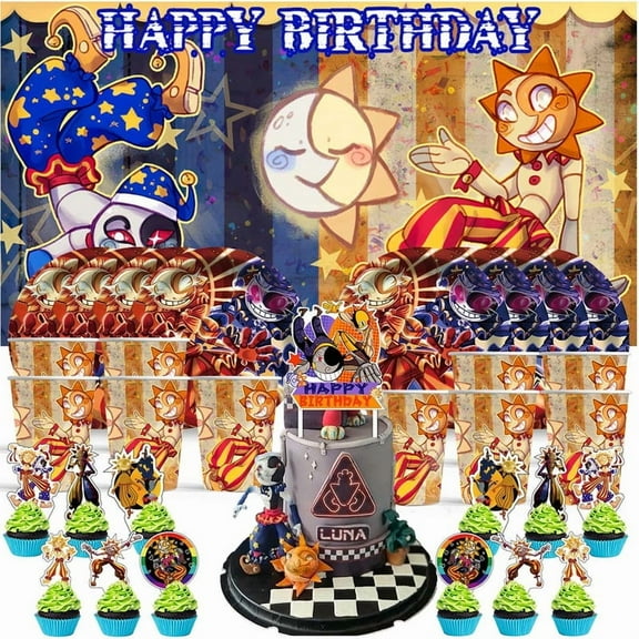 Sundrop boss Birthday Cups Party Supplies Decor Backdrop Paper Plates Fans Decorations Banner