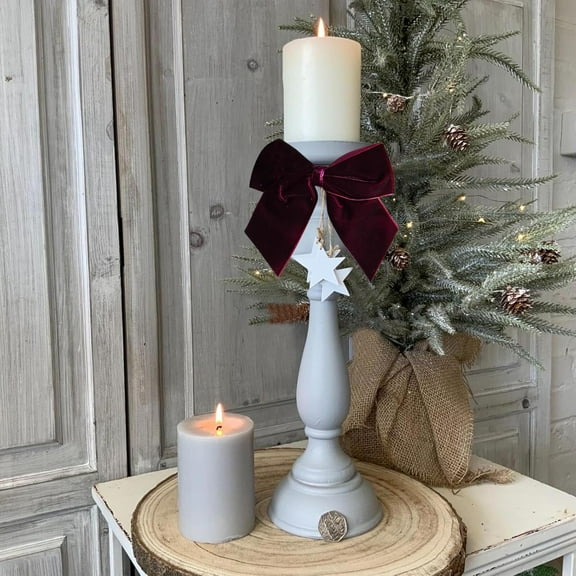 EWASWON 12 Pack Red Velvet Christmas Bows - 5.1x7 Inch Vintage Soft Velvet Bows for Christmas Tree, Wreath & Garland Decor