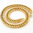 thumbnail image 6 of 9-18MM Stainless Steel Gold Plated Cuban Curb Chain Necklace Mens Womens Jewelry, 6 of 9