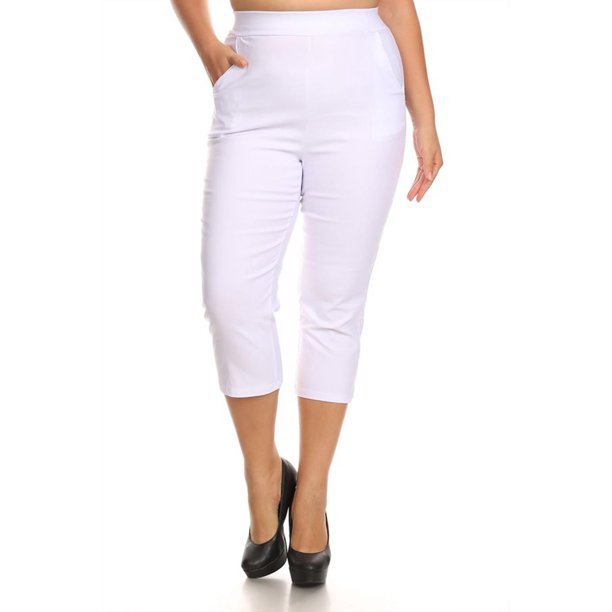 Moa Collection Women's Plus Size High Waist Elastic Slim Pull On