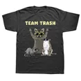 thumbnail image 1 of Camiseta de moda de cuello redondo y manga corta, ropa informal, camisetas divertidas de animales del equipo de la basura, zarigüeya, mapache, rata, 1 of 7