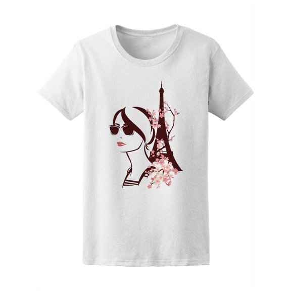 Fashion Lady Floral Eiffel T-Shirt Women -Image by Shutterstock, Female Medium