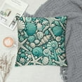 thumbnail image 2 of COMIO Turquoise Coastal Pillow Covers Beach Starfish Seashell Ocean Coral Jellyfish Pillow Cases Soft Outdoor for Sofa Couch Car Bedroom Home Decor, 2 of 5