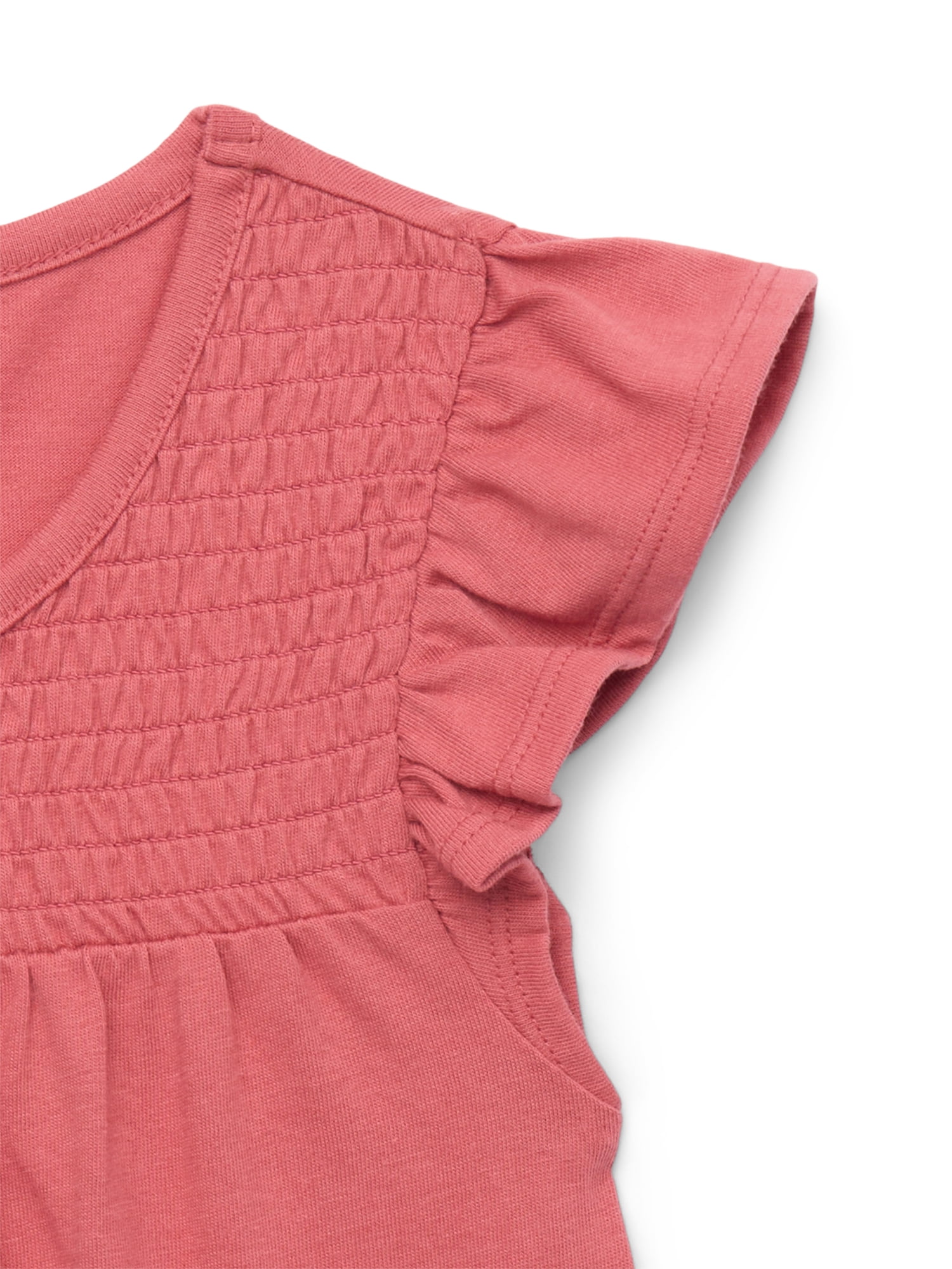 Wonder Nation Girls Smocked Flutter Sleeve Top, Sizes 4-18 & Plus