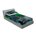thumbnail image 2 of Ambesonne Nature Fitted Sheet & Pillow Sham Set, Penguins on Lake, Twin, Lime Green Grey, 2 of 2