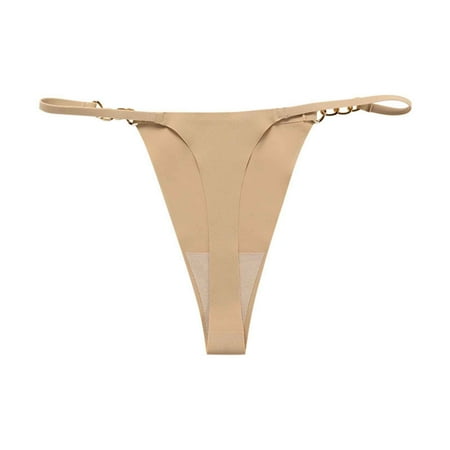 

ZMHEGW 6 Packs Seamless Underwear For Women T Pants Seamless Pure Cotton Crotch Breathable Delicate Metal Ring G String Pants Panties