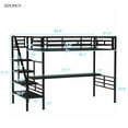 thumbnail image 2 of YDSM Metal Loft Bed Frame with Desk and LED Light, No Box Spring Needed,Twin ,Black, 2 of 8