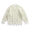 thumbnail image 1 of ITFABS Solid Color Sweater, Baby Girls Distressed Long Sleeve V-neck Pullover, 1 of 9