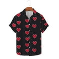 thumbnail image 2 of Handshe Men's Short Sleeve Shirt with Valentine's Day Print and Turn-Down Collar for Valentine's Day, Casual Wear, and Daily Use, 2 of 5