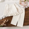 thumbnail image 4 of TOWED22 Toddler Girl Baby Clothes Set Long Sleeve Graphic Sweatshirt and Elastic Waist Pants 2pcs Outfits Fall Winter(Beige,3-4 Y), 4 of 7