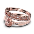 thumbnail image 4 of Gorgeous Art Deco 2.25 Carat Pear Cut Morganite And Diamond Moissanite Engagement Ring,Two Matching Band, Twisted Band Wedding Ring in 925 Sterling Silver With 18k Rose Gold Plating Gift For Her, 4 of 4