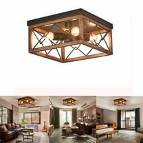 4-Light Farmhouse Flush Mount Light Fixture Rustic Industrial Ceiling Light