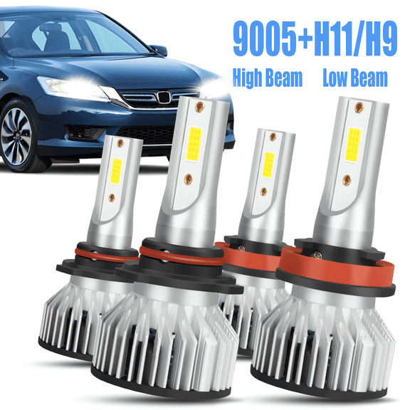 For Honda Accord 2014-2019 LED Headlight Bulbs 9005 High Beam and H11 Low Beam 4pcs
