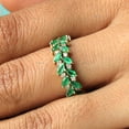 thumbnail image 3 of Emerald Leaf Band Ring, Genuine Marquise Emerald Full Eternity Proposal Band Ring, Gift For Her, Minimalist Ring, Wedding Ring, Mothers Day Gift, 3 of 5