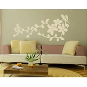 China Flower Wall Decal - Wall Sticker, Vinyl Wall Art, Home Decor, Wall Mural - 1722 - 12in x 6in, White