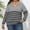 Gray, variant on Women's Plus Size Half Zip Striped O Ring Knit Sweater Long Sleeve Collared Relaxed Fit Pullover Top for Fall Winter