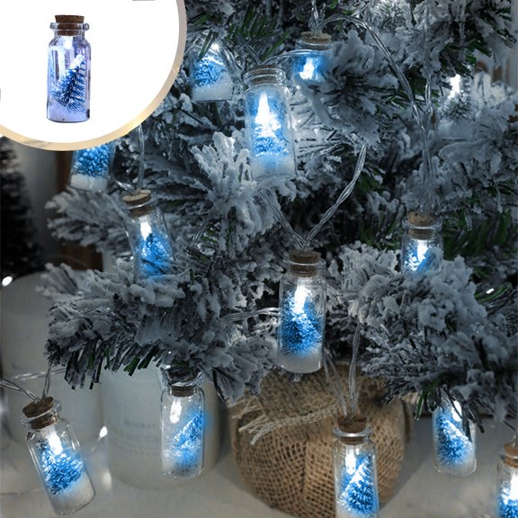 Christmas Snow Globe String Lights Indoor Decorations 9.8 FT Battery Operated Powered String Lights for Christmas Tree Snow Scene in 20 Clear Drift Bottle Decor for Fireplace