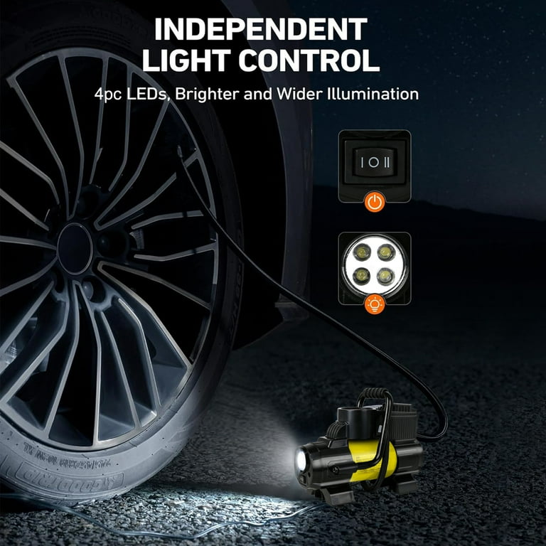 5 Heavy Duty Portable 12V 1 Car Tire Inflator Pump Air Compressor 140W 150 PSI, Gold 5 Heavy Duty Portable 12V 1 Car Tire Inflator Pump Air Compressor 140W 150 PSI, Gold