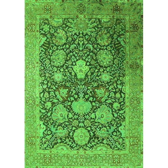 Ahgly Company Indoor Rectangle Oriental Green Industrial Area Rugs, 3' x 5'