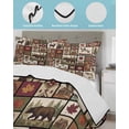 thumbnail image 3 of Quilt King Size Bedding Set, Country Patch Plaid Reversible Summer Quilt 3 Pieces, Brown Farmhouse Retro Bear Deer Cabin Lightweight Bedspreads Coverlets with 2 Pillow Shams for All Seasons, 3 of 5