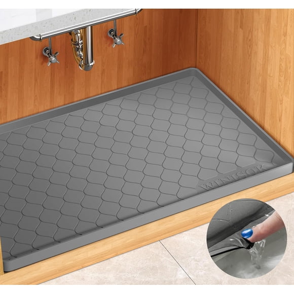 Alfombrilla de lavabo Winisok de silicona, 28 x 22 cm, impermeable, para debajo del armario