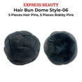 thumbnail image 3 of Express Beauty Synthetic Chignon Hair Piece Updo Braided Hair Bun Dome Wig Clip In Hair Buns Extensions for Women with 10pcs Hair Buddy Pins - (Hair Bun Dome Style 6) (2 Black Brown), 3 of 5