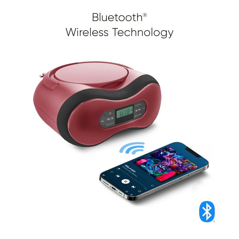 onn. Portable Bluetooth CD Boombox with Digital FM Radio 