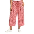 thumbnail image 2 of Asgosdo Women Pants Drawstring High Waisted Grid Straight Leg Loose Fit Soft Breathable Capris Pants with Pockets, 2 of 5