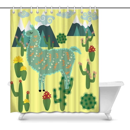 Pop Cute Alpaca Llama Bathroom Decor Shower Curtain Set 66x72 Inch Walmart Canada