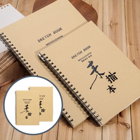 HOOWIFFY 2Pcs Assorted Color Sketch Book Portable Drawing Pad for Student Art and Painting