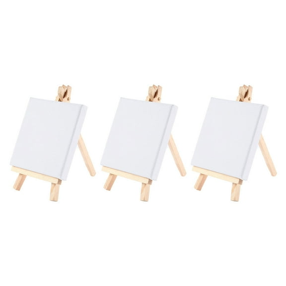 VERDANVERSE Mini Wood Display Easels 3Pcs White Decorative Triangle Easel Models For Photography Props