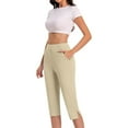 thumbnail image 7 of Owordtank Capri Pants for Women Wide Leg High Waisted Casual Lounge Summer Office Work Pants with Pockets, 7 of 7