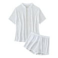 thumbnail image 4 of Women's Swimsuit Cover up Women's 2 Piece Cover Ups Set Short Sleeve Open Front Kimono Swimsuit Coverup With Shorts White,M, 4 of 8