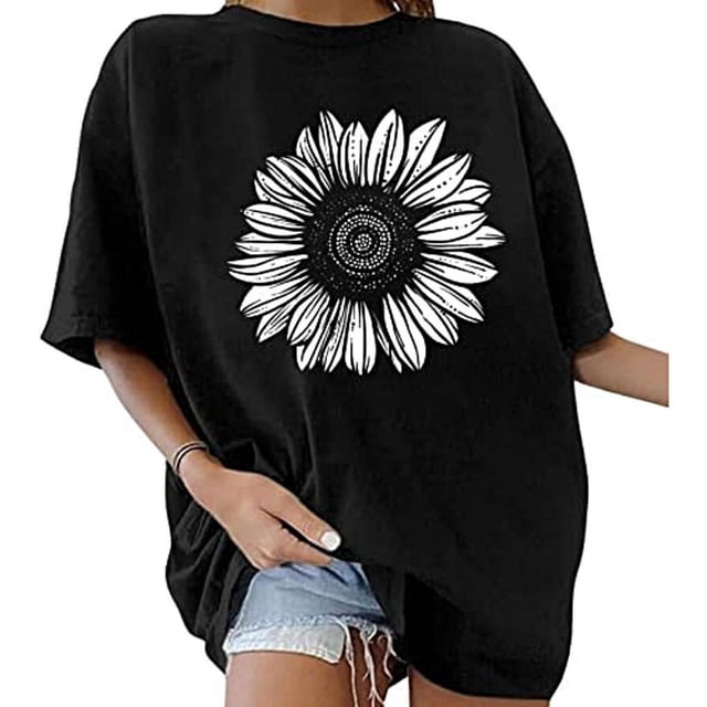 Camiseta para mujer Camisa con cuello redondo Trajes femeninos Tops de verano para viajar de compras M