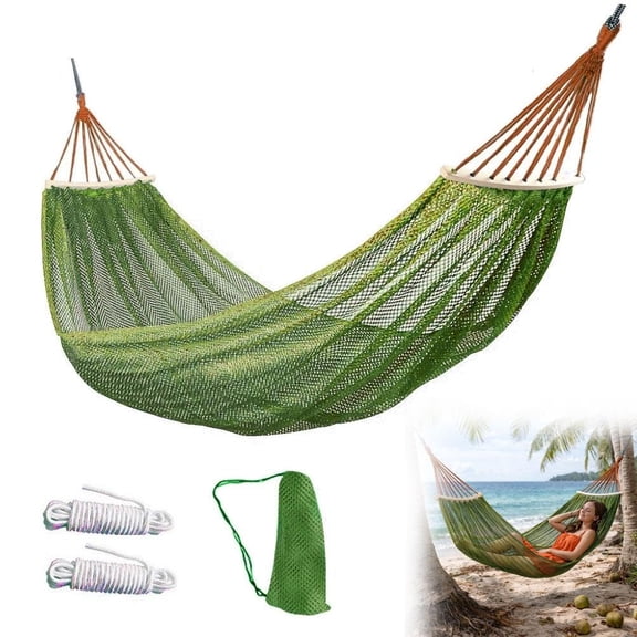 Camping Mesh Hammock with Straps and Carry Bag, 102.3 x 51.1 in, Green or Red Outdoor