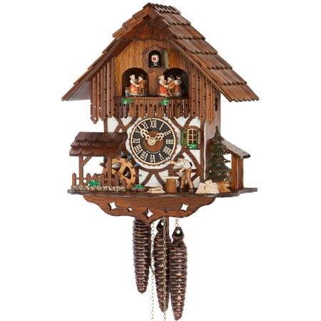 Cuckoo Clock 1 Day Chalet - 1 Day Musical Black Forest Chalet Cuckoo Clock with Wood Chopper By Hönes