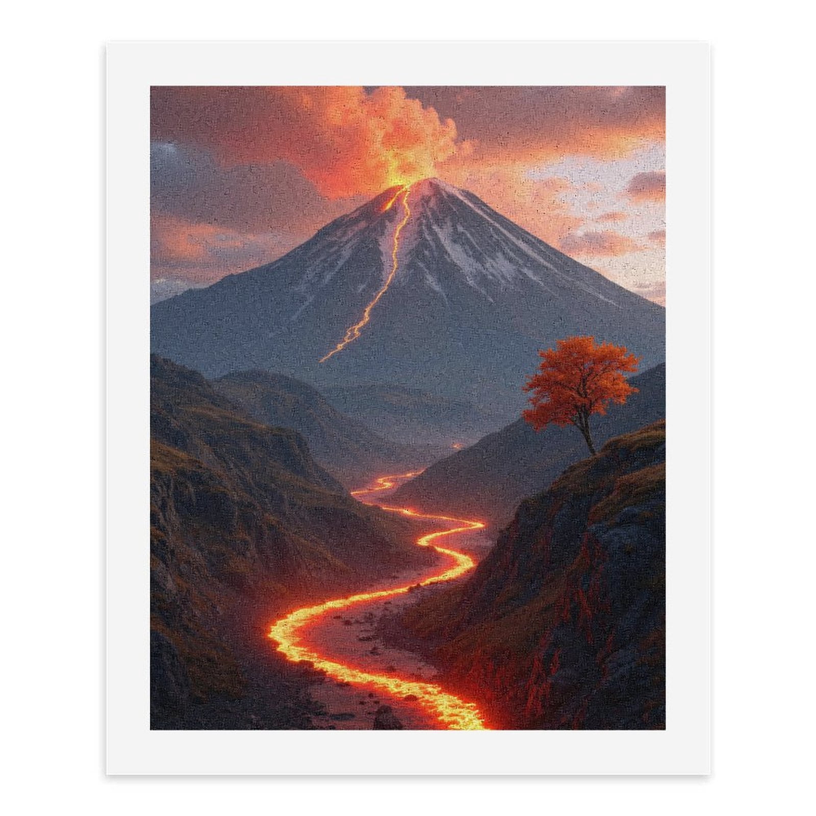 Paint by Numbers Kit for Adults, Volcano Lava Flowing Landscape Paint by Numbers, Easy Paint by Numbers Kit for Adults Beginner, DIY Adult Paint by Number Kits on Canvas, Home Decor