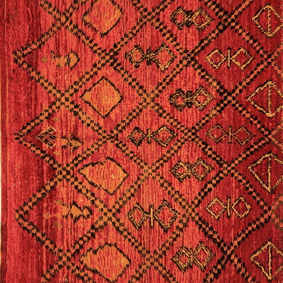 Ahgly Company Indoor Square Abstract Orange Modern Area Rugs, 7' Square