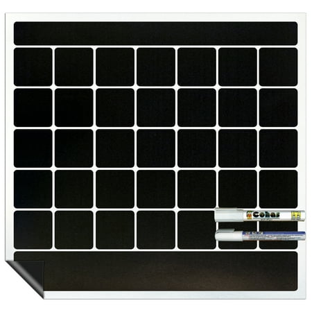 

Cohas Magnetic Backed 1 Month Calendar Blackboard Surface White Markers Tall