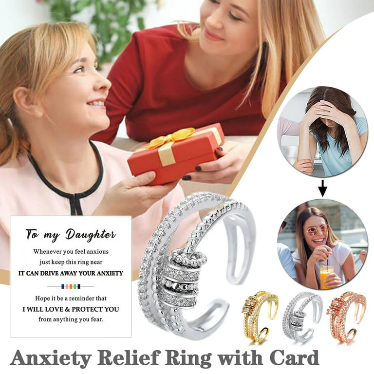 To My Daughter- Fidget Ring Anti Anxiety Ring With Beads Spinner For Girls  -cb