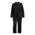 thumbnail image 4 of Nine.Eight Women's Plus Size Crinkle Cut Shirt & Pull On Pant Set, 4 of 6