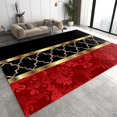 thumbnail image 1 of Red Geometry Art Area Rug, Classic Red Vintage Floral Rugs, Indoor Machine Washable Carpet with Non-Slip Backing for Living Room Bedroom Dining Room 5x7ft, 1 of 6