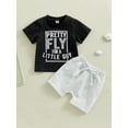 thumbnail image 3 of Toddler Baby Boy Clothes Set Letter Print 6M 12M 18M 24M 3Y Crewneck T-Shirt and Solid Color Shorts Set 2Pcs Summer Outfits, 3 of 10