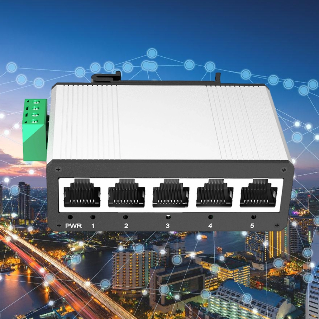 DIN Rail Gigabit Switches 5 Port Aluminum Housing None PoE Industrial Temperature